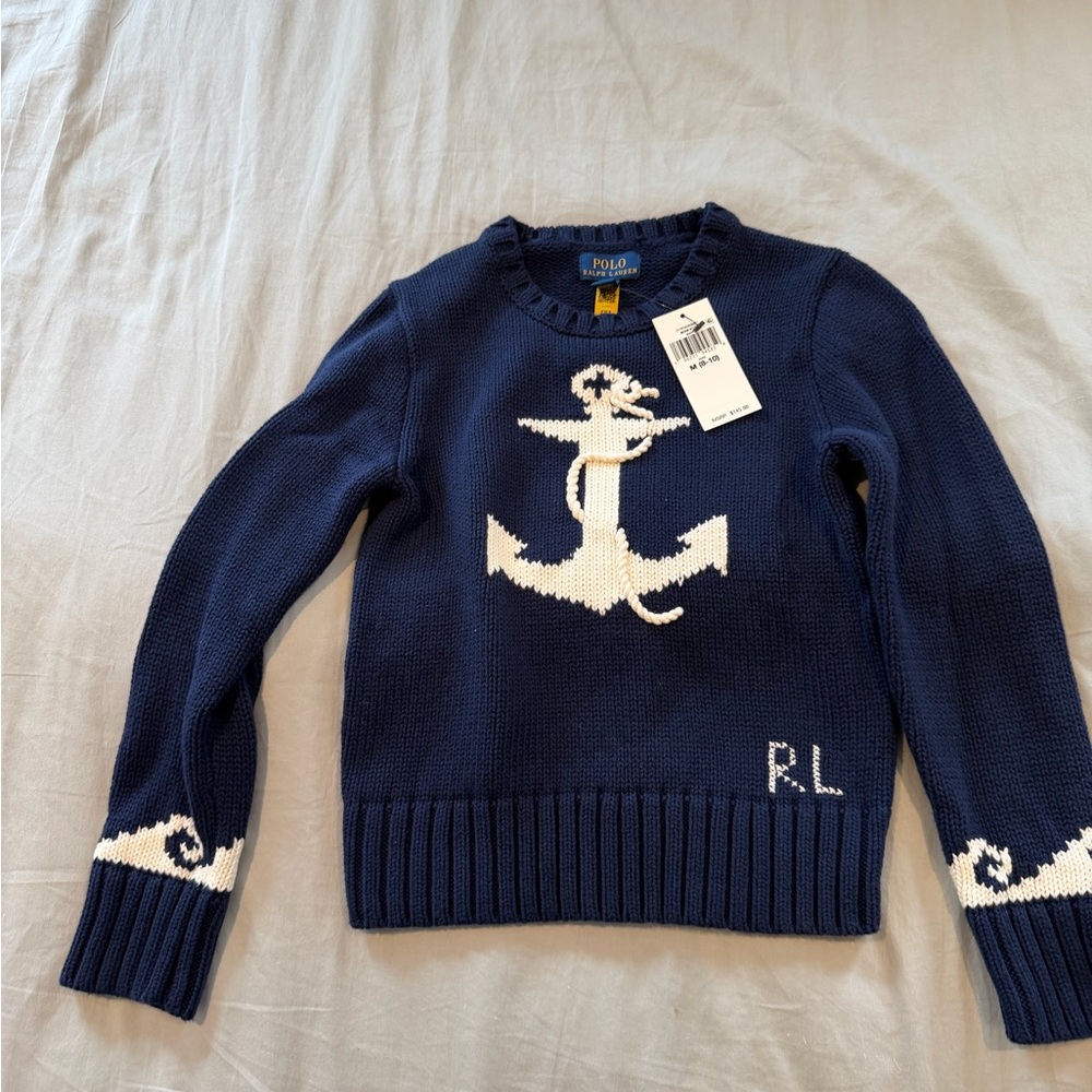 Polo by Ralph Lauren Navy and White Anchor Sweater